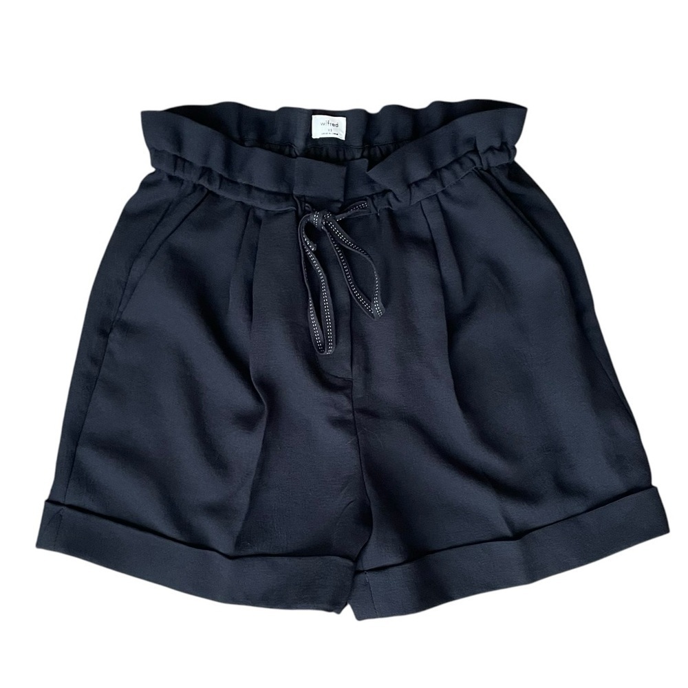 ARITZIA Wilfred Black High Waisted Paperbag Cuffed Shorts XS